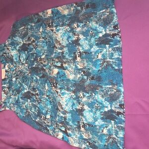 Avenue Teal and Black Abstract Print Top  sleeveless size 30/32
